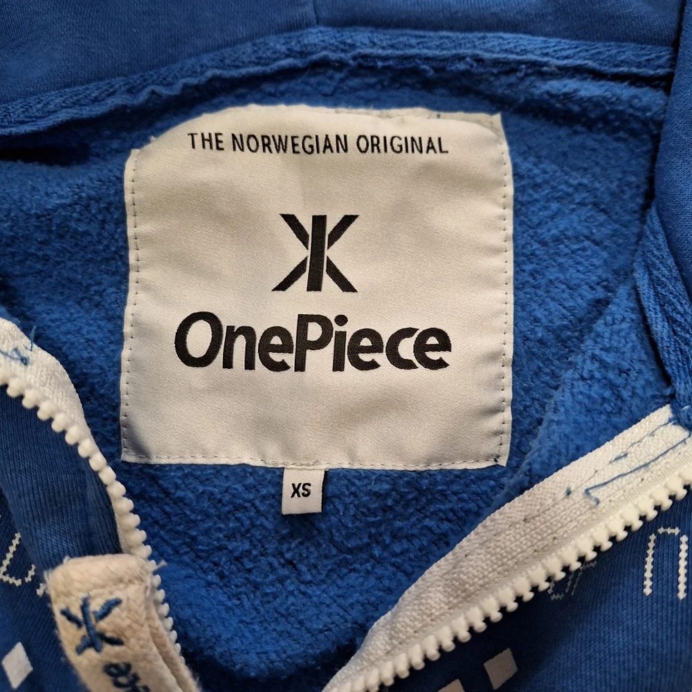 OnePiece Lusekofte Footless Sleeper Pajamas, Blue & White Nordic Print, Sz Xs